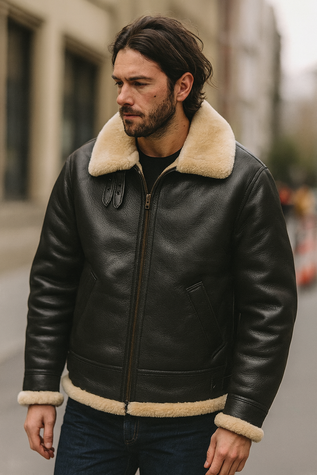 Men’s Aviator Coat Shearling Collar | Classic Winter