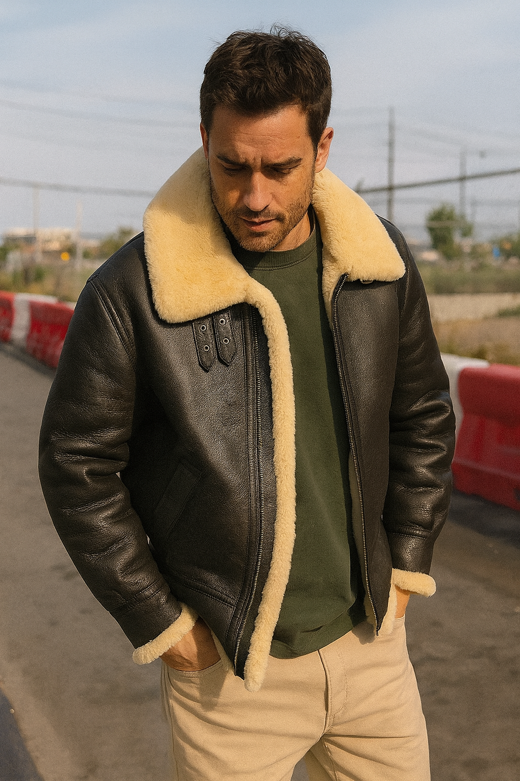 Men’s Aviator Coat Shearling Collar | Classic Winter