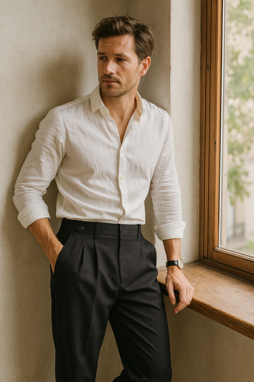 Men's Tailored Trouser Pants Pleated | Smart Tapered Fit