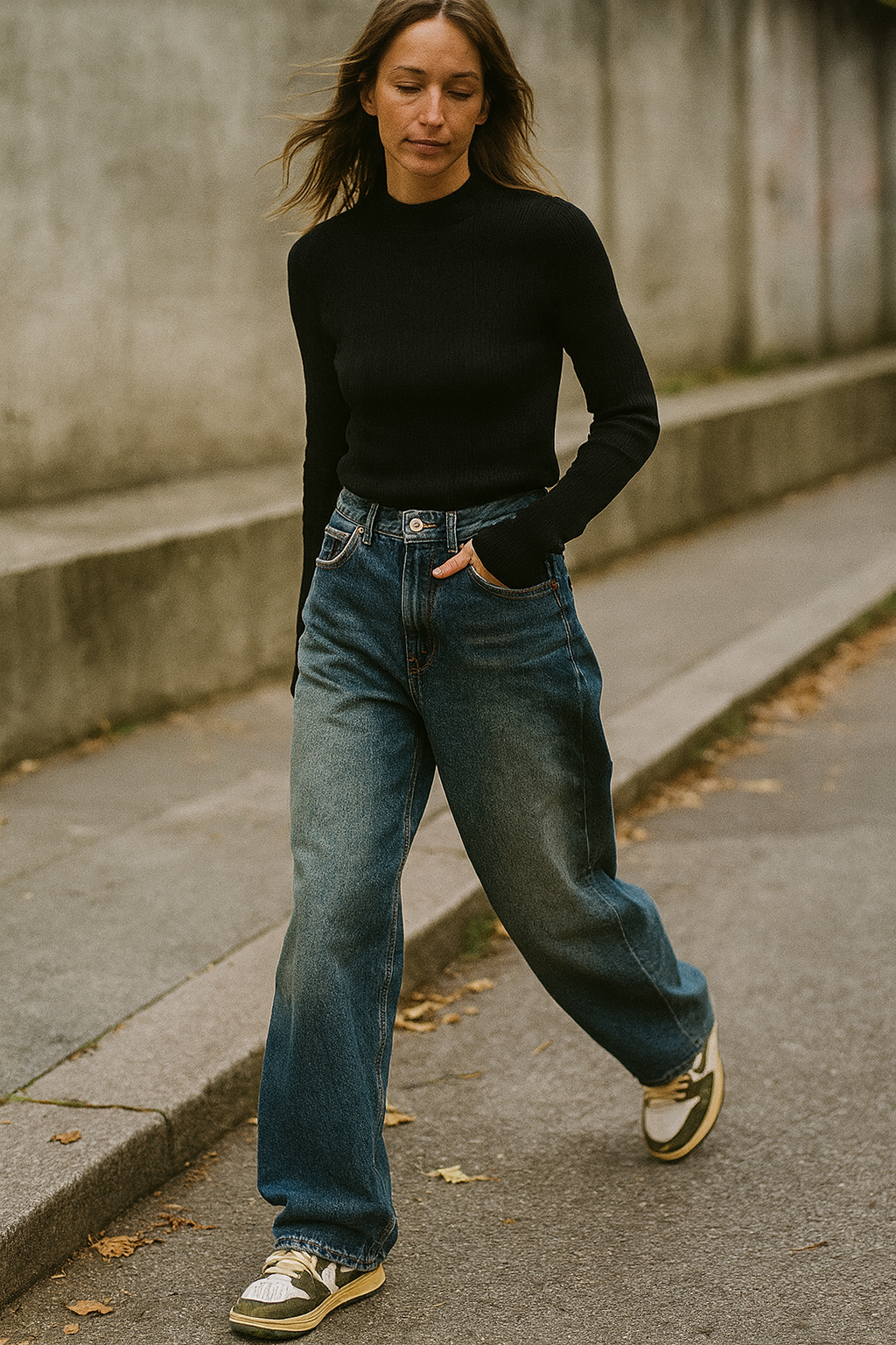 Women's Baggy Jeans High Waist Vintage Wash | Wide Leg Fit